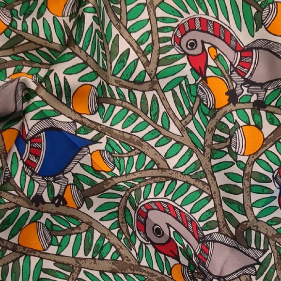 Tory Burch Blue and Green Silk Scarf - Picture 4 of 4